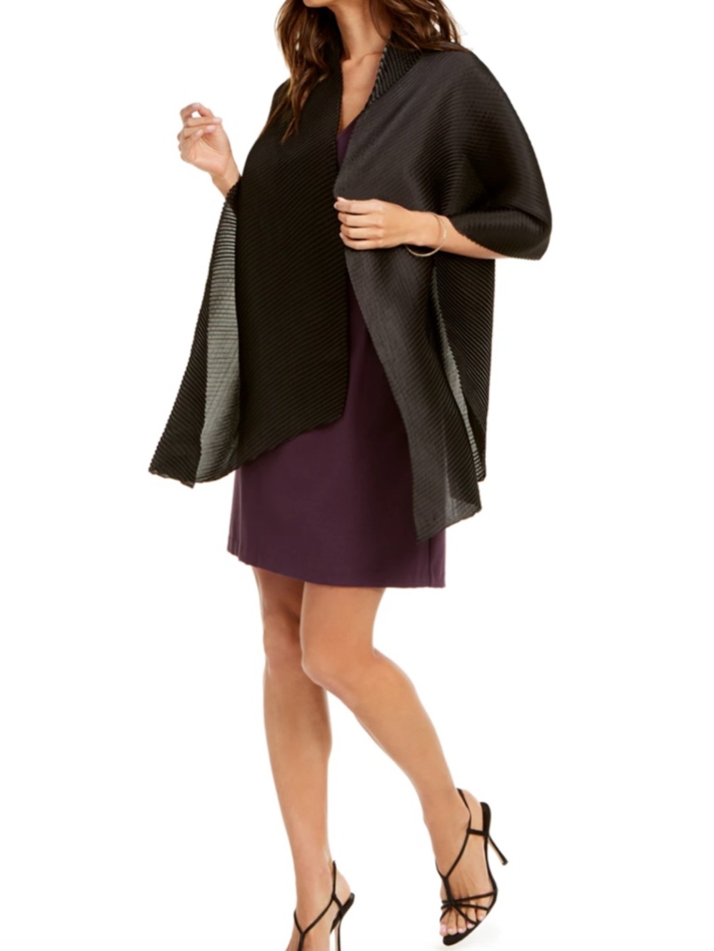Calvin Klein Women's Pleated Accordion Evening Wrap/Scarf In Black